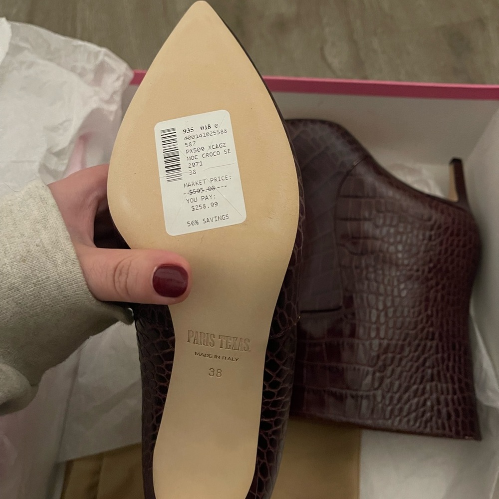 Paris Texas Burgundy Croc-Embossed Ankle Boots - Picture 4 of 5